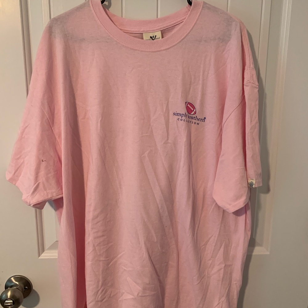 Pink and White “Football” Simply Southern T-Shirt